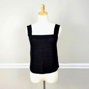 Zara Black Knit Square Neck Sleeveless Sweater Size S NWOT